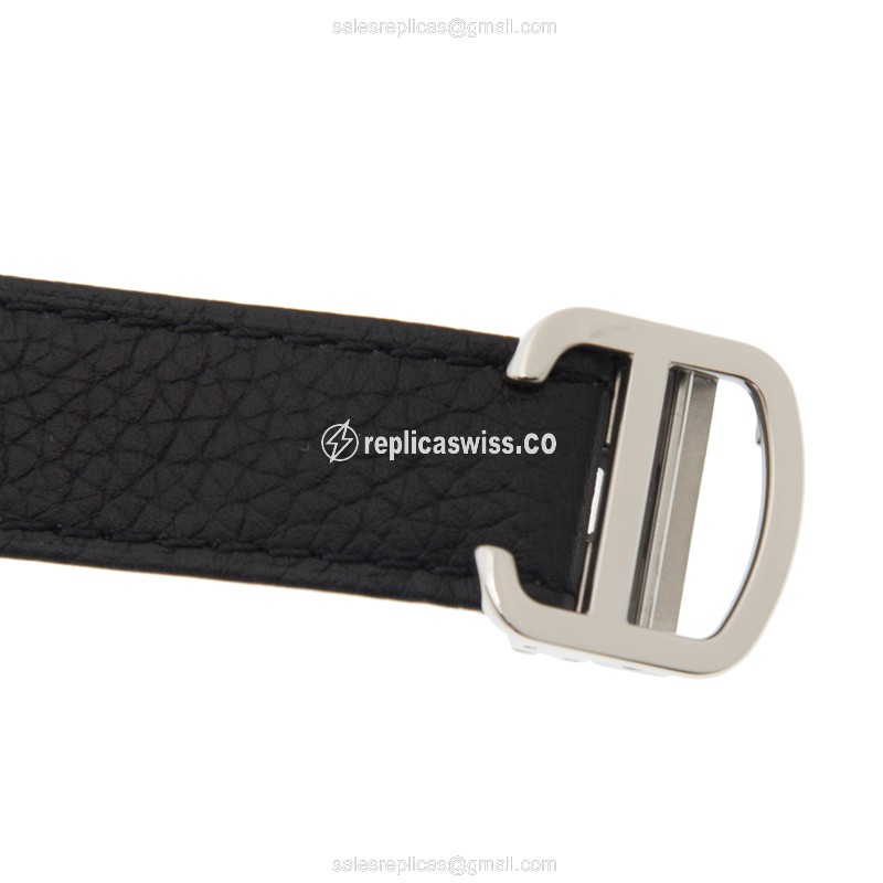 Cartier TANK Quartz Steel - White Dial, Black Cowhide Strap - View 4
