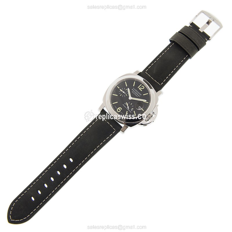 Panerai PAM01090 LUMINOR Replica - Automatic - Steel Case - Black Dial - Black Cowhide Strap - View 2