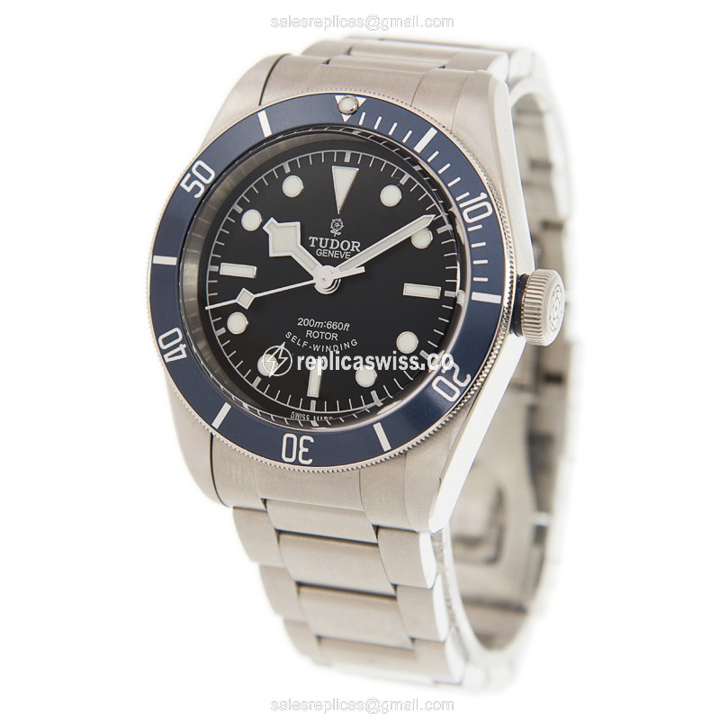 Tudor Heritage Black Bay Replica - Automatic - Steel - Black Dial - Silver Steel Strap - View 3