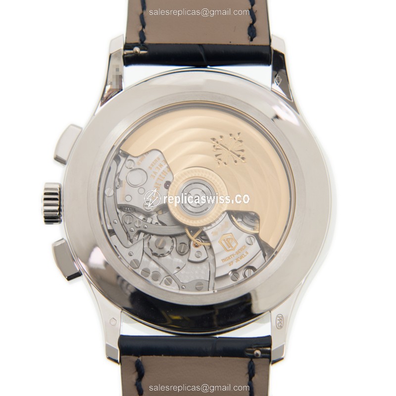 Patek Philippe 5905P-001 Complications - Auto - 950 Platinum - Blue Dial - Alligator Blue Buckle - View 3