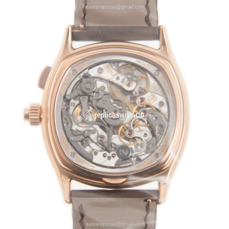Patek Philippe 5950R-010 Complications Manual Wind 18kt Gold Pink Dial Brown Alligator Buckle - View 3