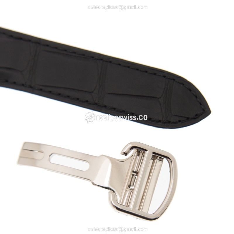 Cartier Rotonde De Cartier Replica - Manual - 950 Platinum - Silver Dial - Black Alligator Strap - View 4