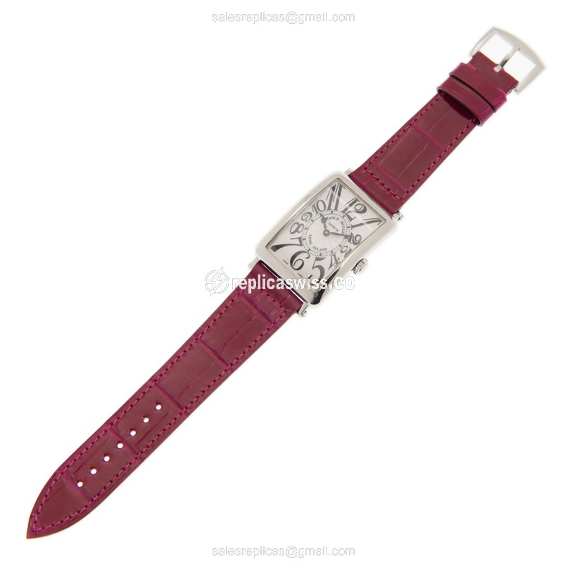 Franck Muller Long Island Replica - Steel - Silver Dial - Red - View 2
