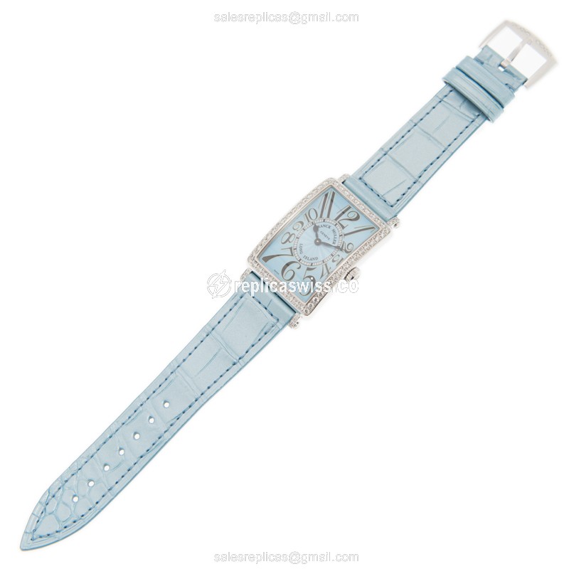 Franck Muller 952 QZ D 1R Blue Long Island Quartz - Stainless Steel Case, Blue Dial, Alligator Blue Strap - View 2