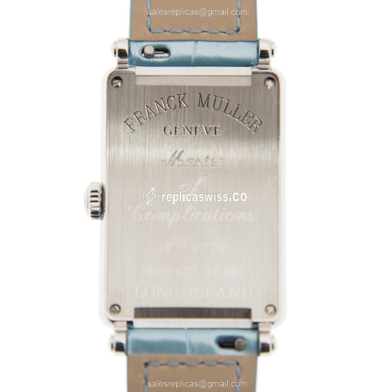 Franck Muller 952 QZ D 1R Blue Long Island Quartz - Stainless Steel Case, Blue Dial, Alligator Blue Strap - View 3