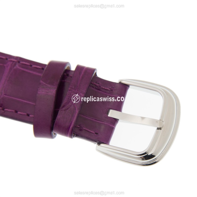 Franck Muller 2852 B QZ REL Master Banker - Quartz - Silver Dial - Alligator Purple Strap - Buckle Clasp - View 4