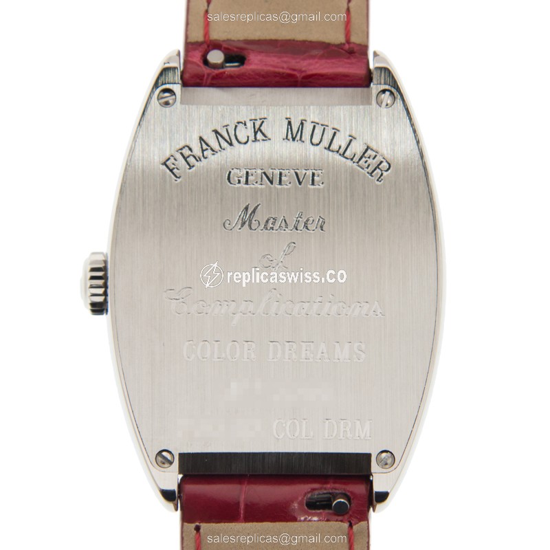 Franck Muller 7502 QZ COL DRM Curvex Quartz Steel - Silver Dial - Red Alligator Buckle - View 3
