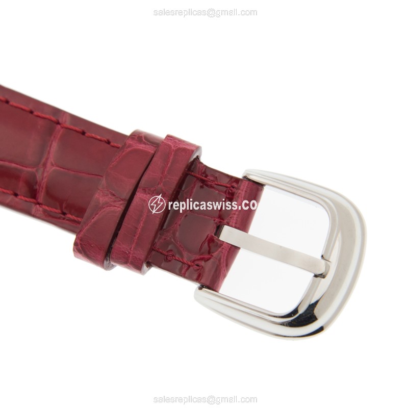Franck Muller 7502 QZ COL DRM Curvex Quartz Steel - Silver Dial - Red Alligator Buckle - View 4