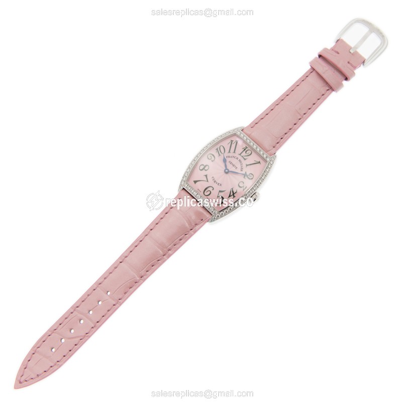 Franck Muller 7502 QZ D 1R Curvex - Pink Dial, Quartz - Stainless Steel Case - Pink Alligator Strap - View 2