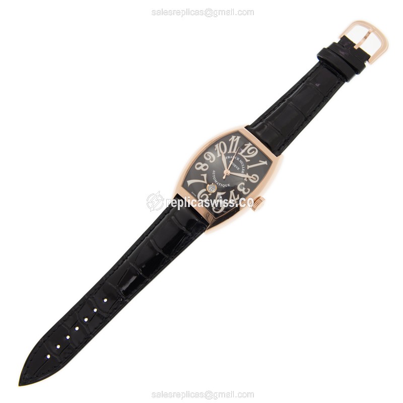 Franck Muller 8880B SC DT - Automatic 18kt Rose Gold - Black Vintage Dial, Alligator Black Strap - View 2