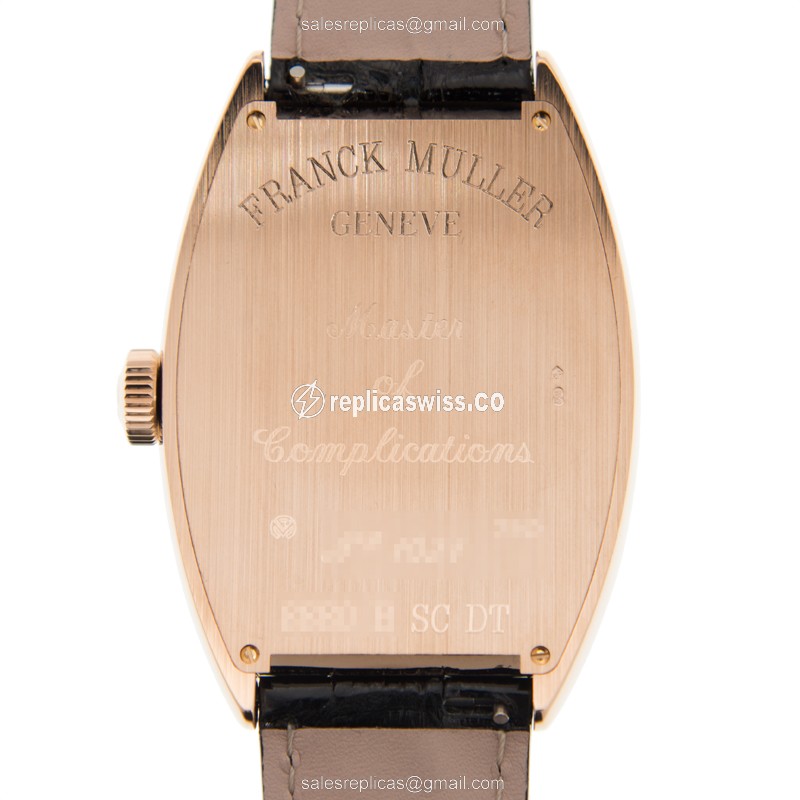 Franck Muller 8880B SC DT - Automatic 18kt Rose Gold - Black Vintage Dial, Alligator Black Strap - View 3