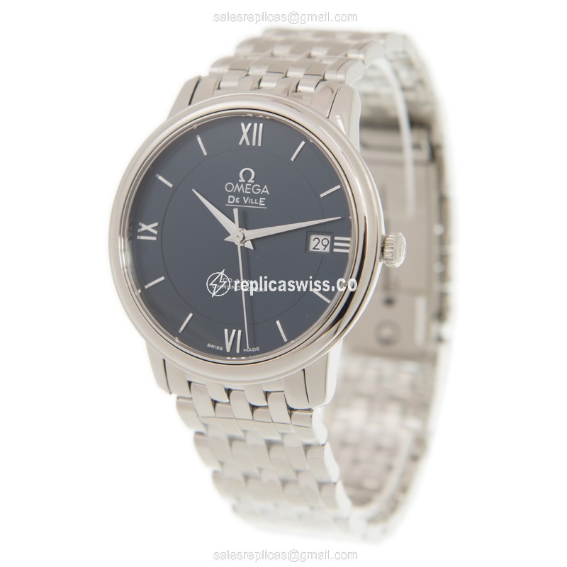 Omega De Ville Replica - Automatic - Steel Case - Blue Dial - Silver Steel Band - View 3