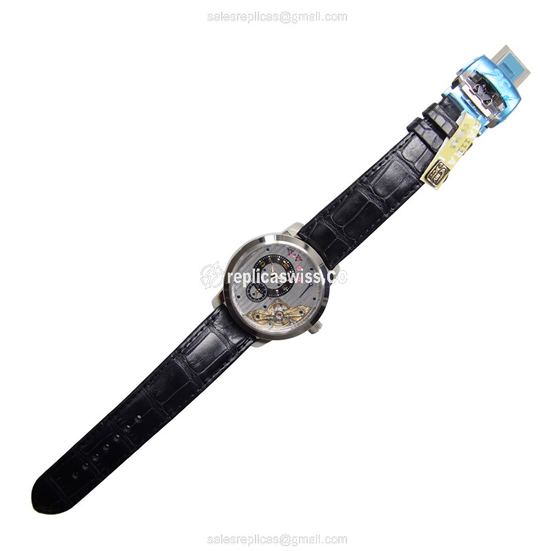 Glashutte PANO Manual Wind 18kt Gold - White Dial - Black Alligator Clasp - View 2