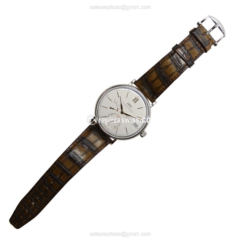 IWC Portofino Manual Wind - Stainless Steel Case - Silver Dial - Brown Alligator Strap - Sapphire Crystal - View 2