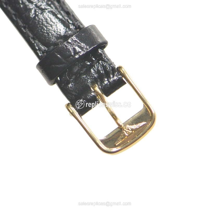 Longines Lyre Replica - Quartz - Gold PVD - White Dial - Black Alligator Strap - View 2