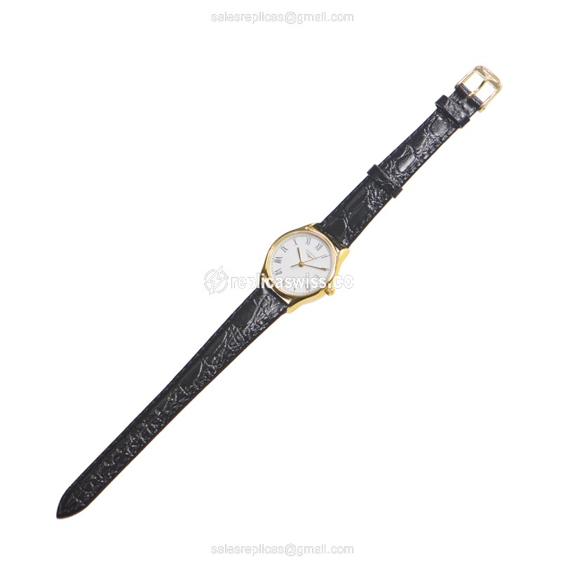 Longines Lyre Replica - Quartz - Gold PVD - White Dial - Black Alligator Strap - View 3