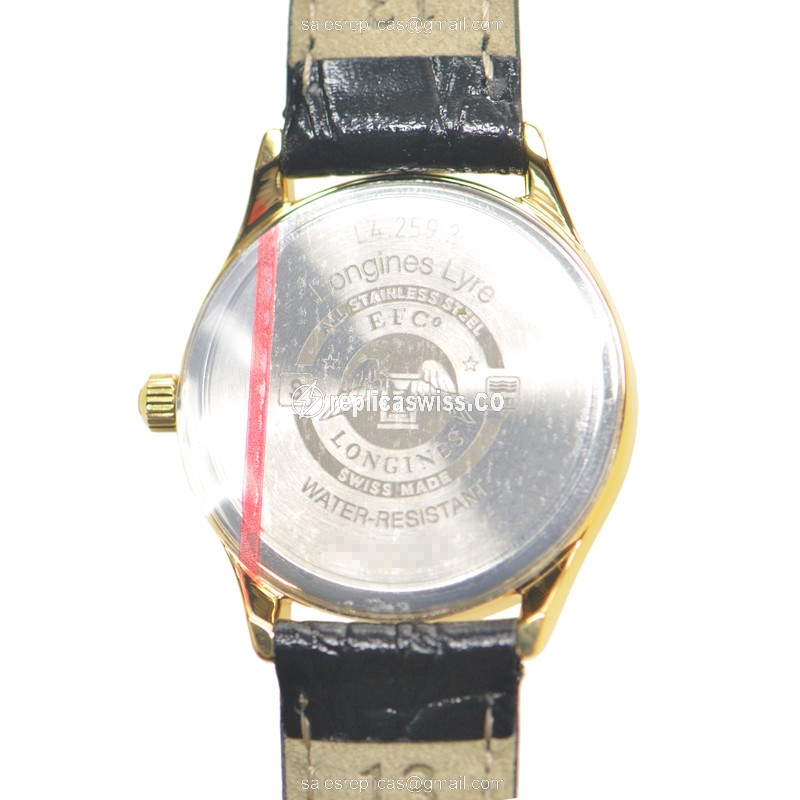 Longines Lyre Replica - Quartz - Gold PVD - White Dial - Black Alligator Strap - View 4