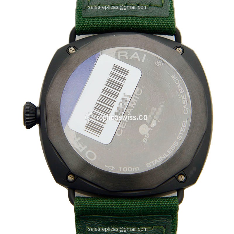 Panerai PAM00612 RADIOMIR - Manual Wind - Black Dial - Green Cowhide Strap - Buckle Clasp - View 2