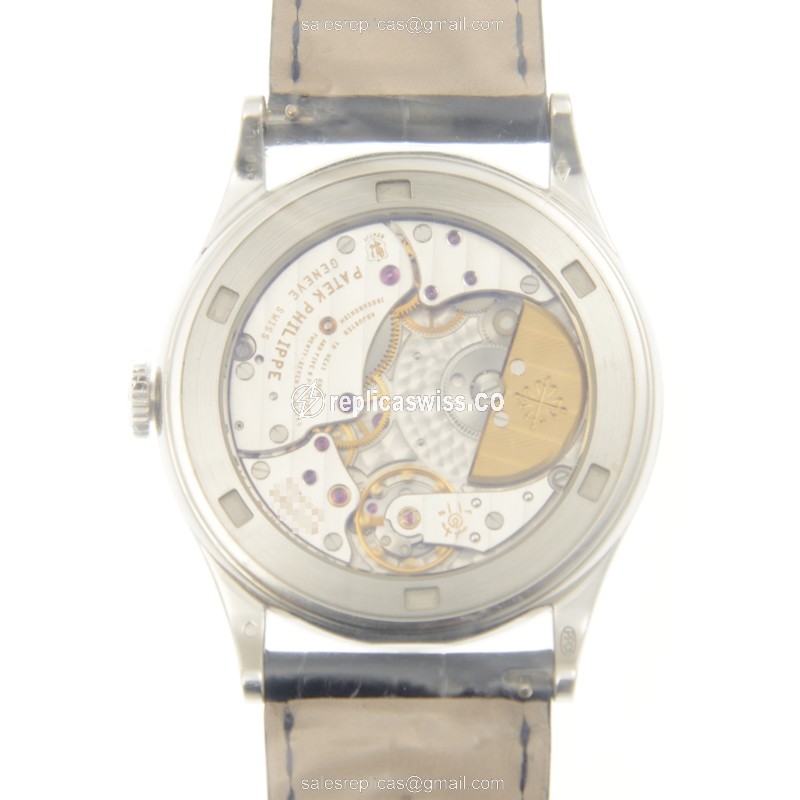 Patek Philippe 5077P-053 Replica - Automatic - Platinum Case - White Dial - Black Alligator Strap - View 3