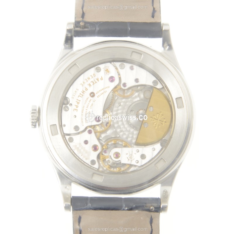 Patek Philippe 5077P-054 Replica - Automatic - Platinum Case - White Dial - Black Alligator Strap - View 3