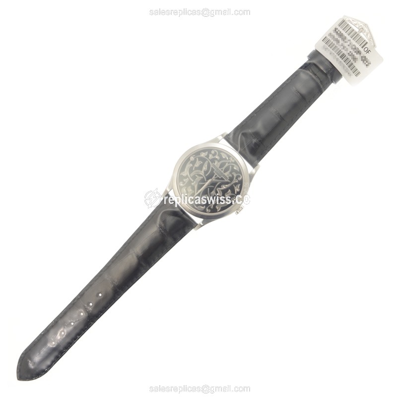 Patek Philippe 5088/100P-001 CALATRAVA - Auto 18kt White Gold - Black Dial, Black Alligator Buckle - View 2