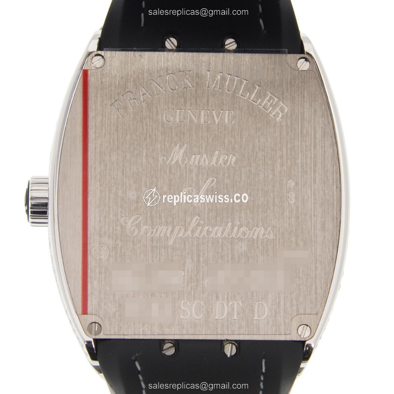 Franck Muller V41 SC DT D - Automatic - 18kt White Gold - Diamond - Black Dial - Leather Strap - View 3