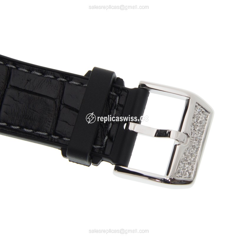 Franck Muller V41 SC DT D - Automatic - 18kt White Gold - Diamond - Black Dial - Leather Strap - View 4