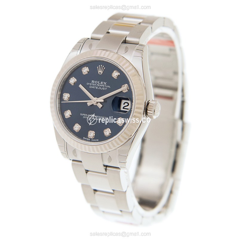 Rolex Datejust Replica - Automatic - White Gold & Steel - Blue Dial - View 3