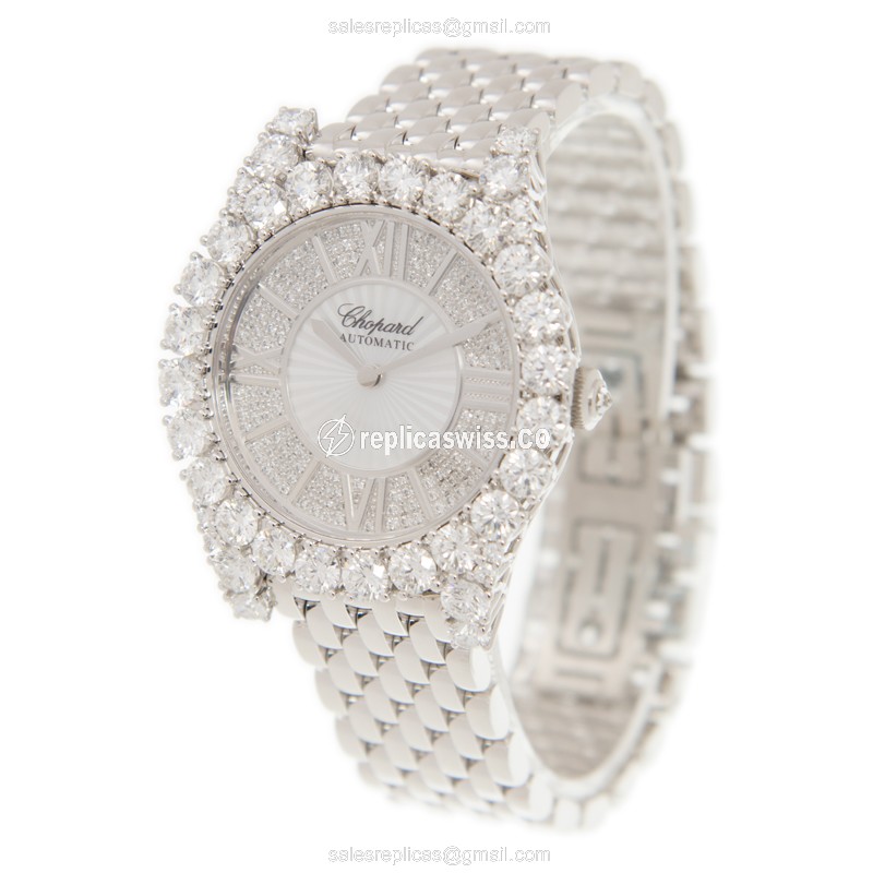 Chopard 109419-1401 Replica - Automatic - 18kt White Gold - Diamond Silver Dial - Gold Strap - View 3