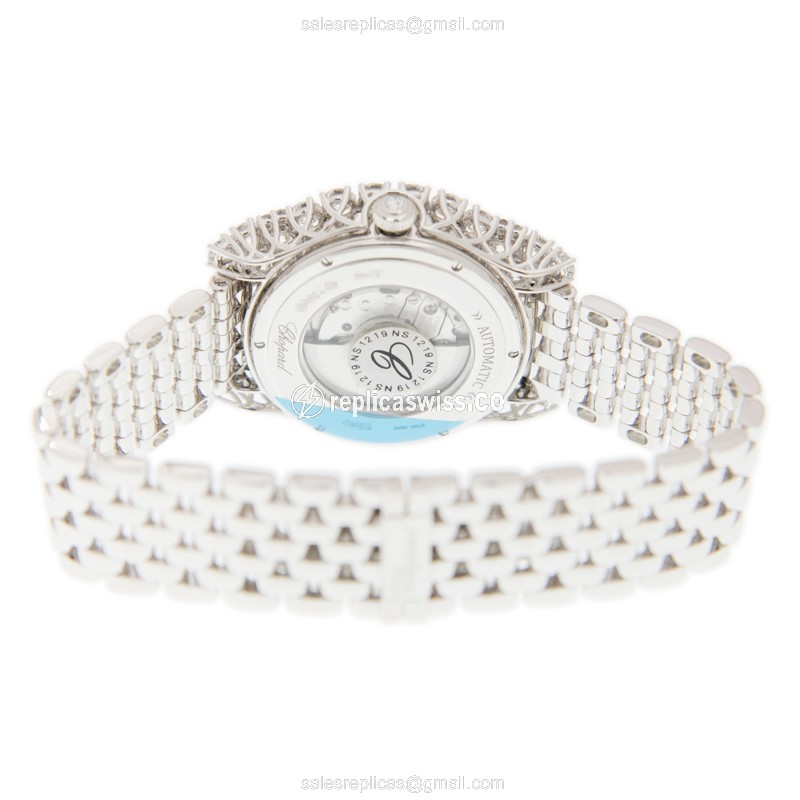 Chopard 109419-1401 Replica - Automatic - 18kt White Gold - Diamond Silver Dial - Gold Strap - View 4