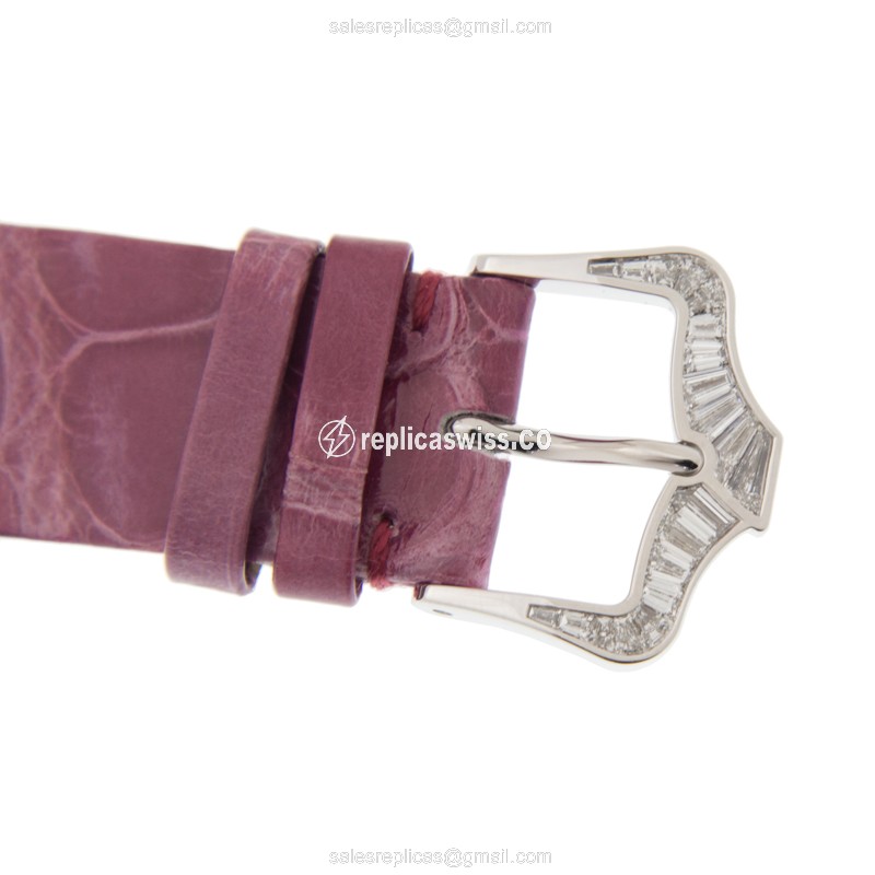 Patek Philippe 4895G-001 Replica - Manual Wind - 18kt White Gold - Red Dial - Diamond - Alligator Red Strap Buckle - View 4