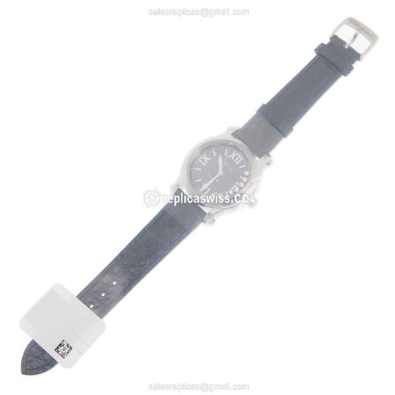 Chopard Happy Sport Replica - Automatic - Black Dial - Blue Alligator - Buckle - View 2