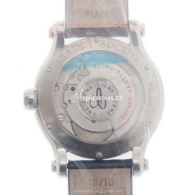 Chopard Happy Sport Replica - Automatic - Black Dial - Blue Alligator - Buckle - View 3