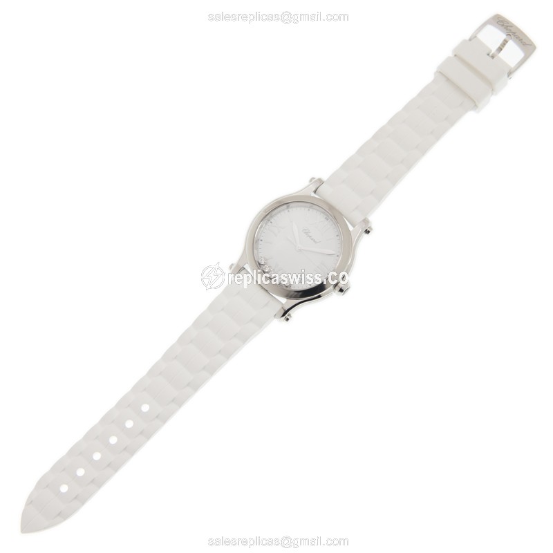 Chopard Happy Sport Quartz - Steel Case - White Dial - Rubber strap - Buckle Clasp - View 2