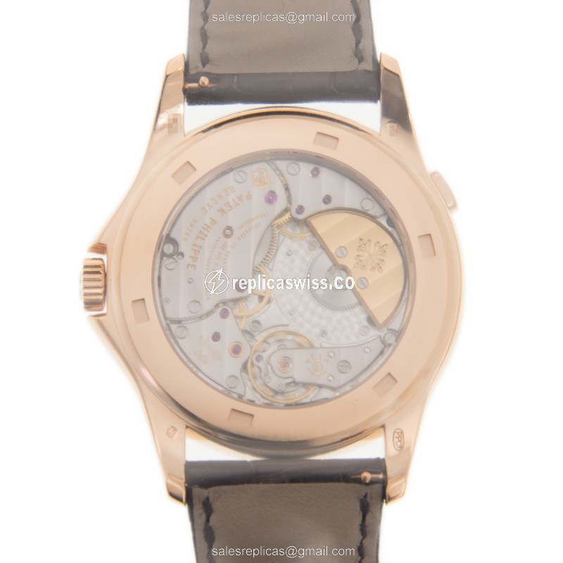 Patek Philippe 5131R-010 Replica - Automatic 18kt Rose Gold - White Dial, Brown Alligator Buckle - View 3