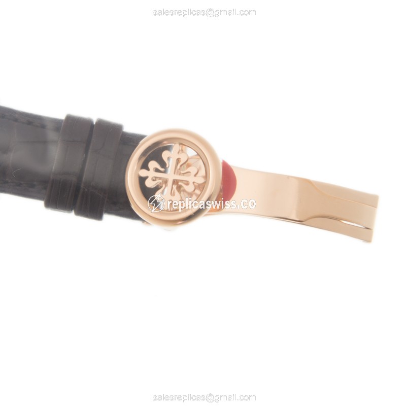 Patek Philippe 5131R-010 Replica - Automatic 18kt Rose Gold - White Dial, Brown Alligator Buckle - View 4