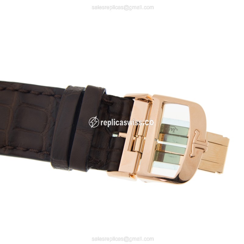 Jaeger-Lecoultre Q6062420 DUO - Manual 18kt Rose Gold - Silver Dial - Brown Alligator - View 4