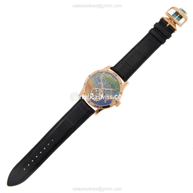 Jaeger-Lecoultre Q1652424 Replica - Ultra Thin - Automatic - 18kt Rose Gold - Blue Dial - Black Alligator Strap - View 2