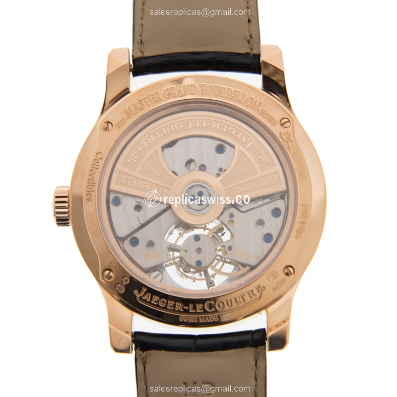 Jaeger-Lecoultre Q1652424 Replica - Ultra Thin - Automatic - 18kt Rose Gold - Blue Dial - Black Alligator Strap - View 3