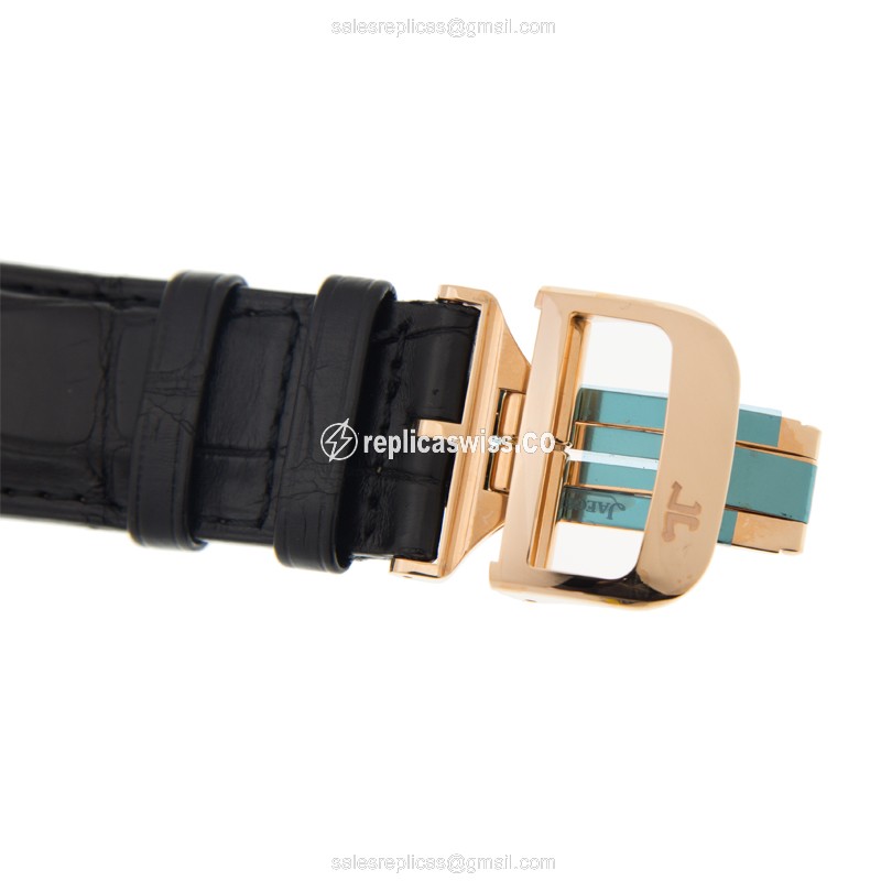 Jaeger-Lecoultre Q1652424 Replica - Ultra Thin - Automatic - 18kt Rose Gold - Blue Dial - Black Alligator Strap - View 4