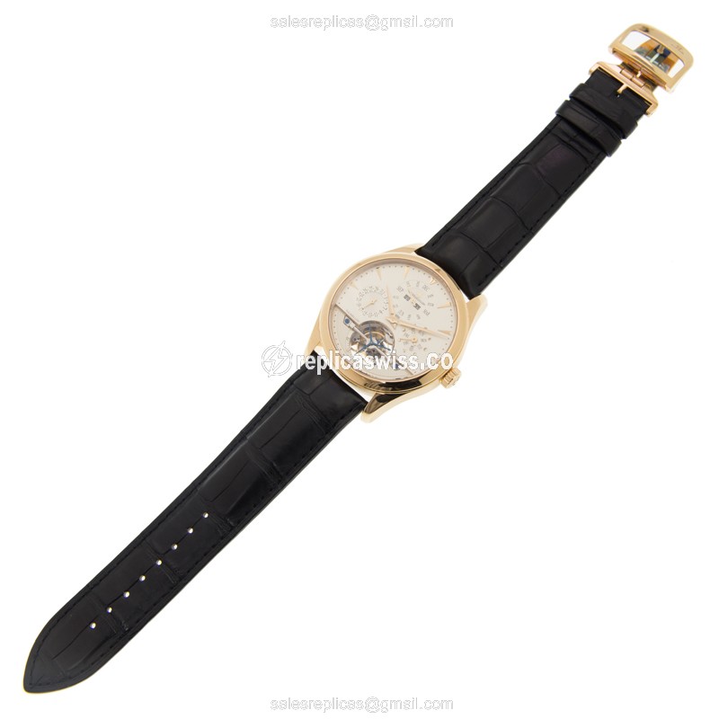 Jaeger-Lecoultre Q500142A Replica - Automatic - 18kt Yellow Gold - White Dial - Black Alligator Strap - View 2