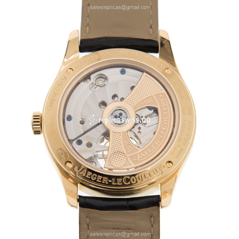 Jaeger-Lecoultre Q500142A Replica - Automatic - 18kt Yellow Gold - White Dial - Black Alligator Strap - View 3