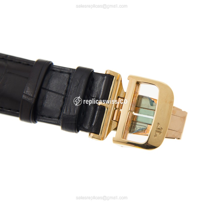 Jaeger-Lecoultre Q500142A Replica - Automatic - 18kt Yellow Gold - White Dial - Black Alligator Strap - View 4