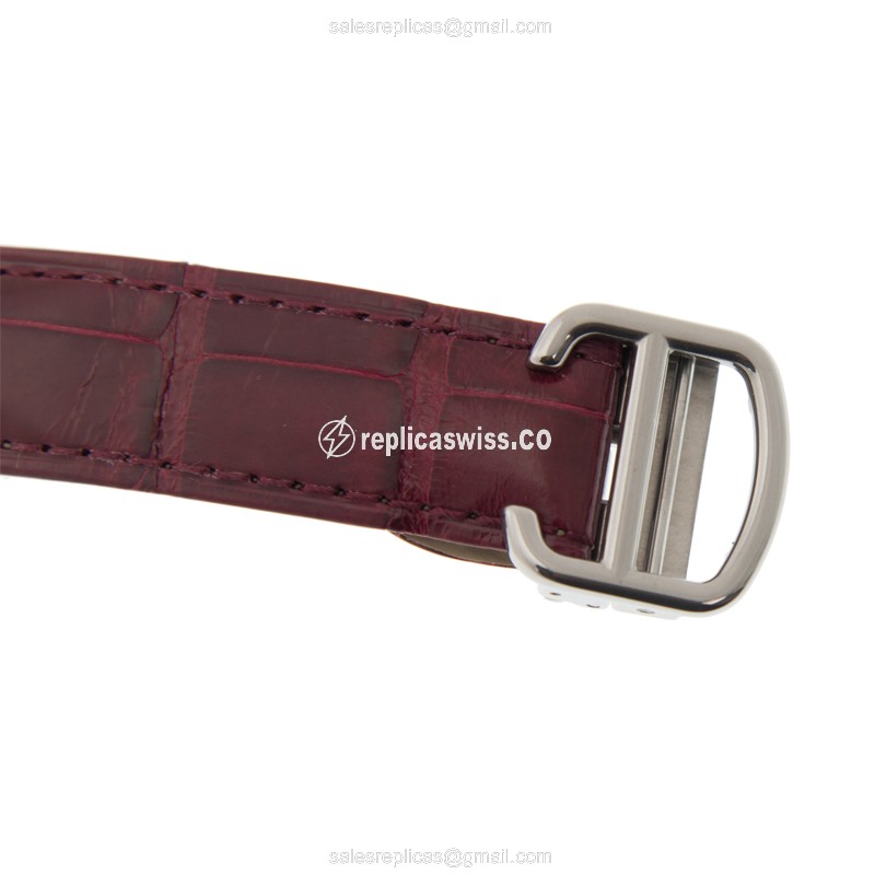 Cartier WSCL0017 CLe De Cartier Automatic Steel Case - Red Alligator Strap - Silver Dial - View 4