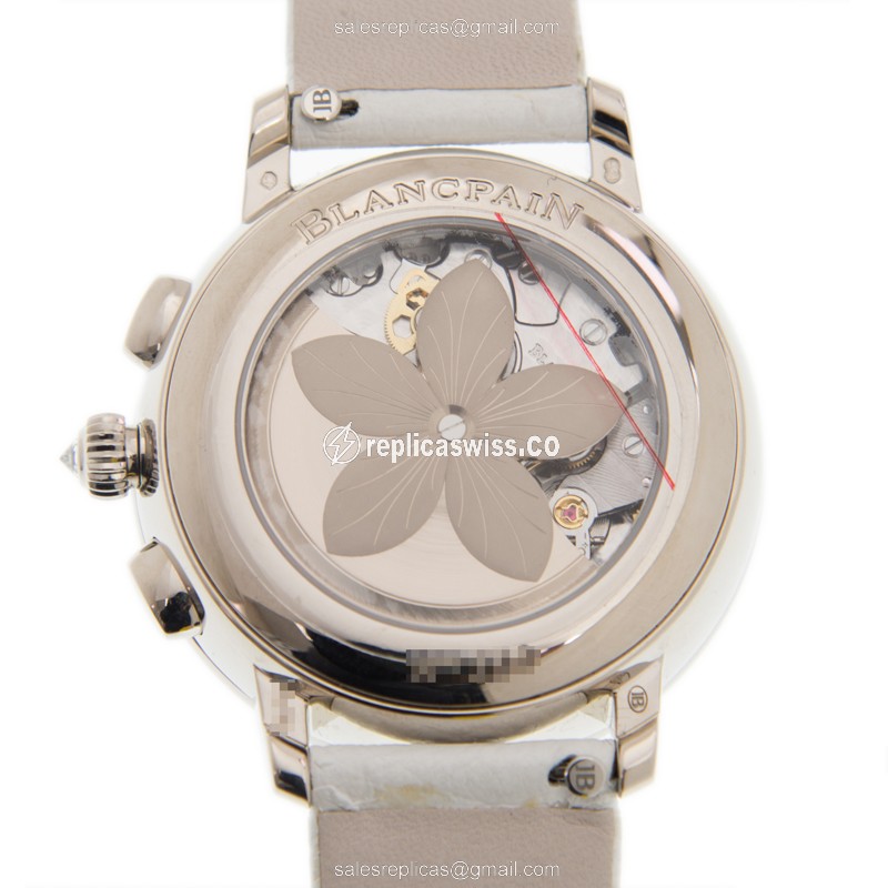 Blancpain 3626-1954L-58A Replica - Automatic - White Gold - Blue Dial - Diamond - Leather Strap - View 3