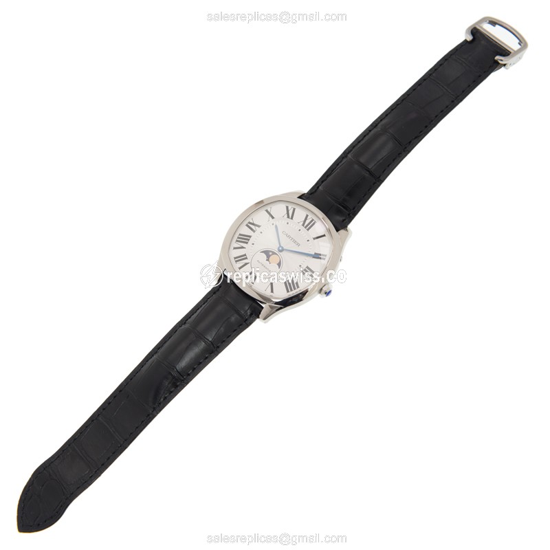 Cartier DRIVE DE CARTIER Replica - Automatic - Silver Dial - Steel Case - Black Alligator Strap - View 2