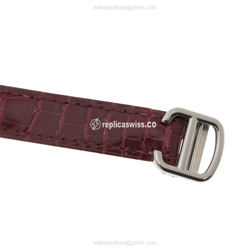 Cartier CLe DE CARTIER Replica - Automatic - Stainless Steel - White Dial - Red Alligator Strap - View 4
