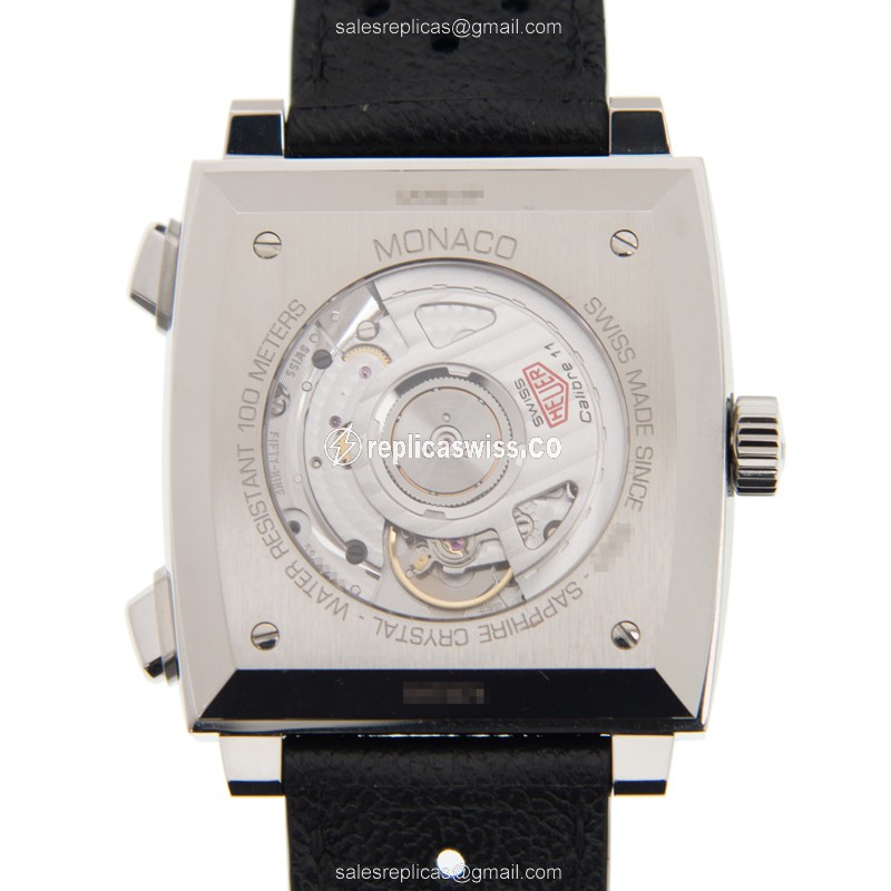 Tag Heuer Manaco Replica - Automatic - Steel - Blue Dial - Black Leather Strap - View 3