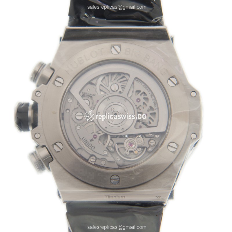 Hublot BIG BANG Replica - Automatic - Titanium - Diamond - Gray Dial - Black Rubber Strap - View 3