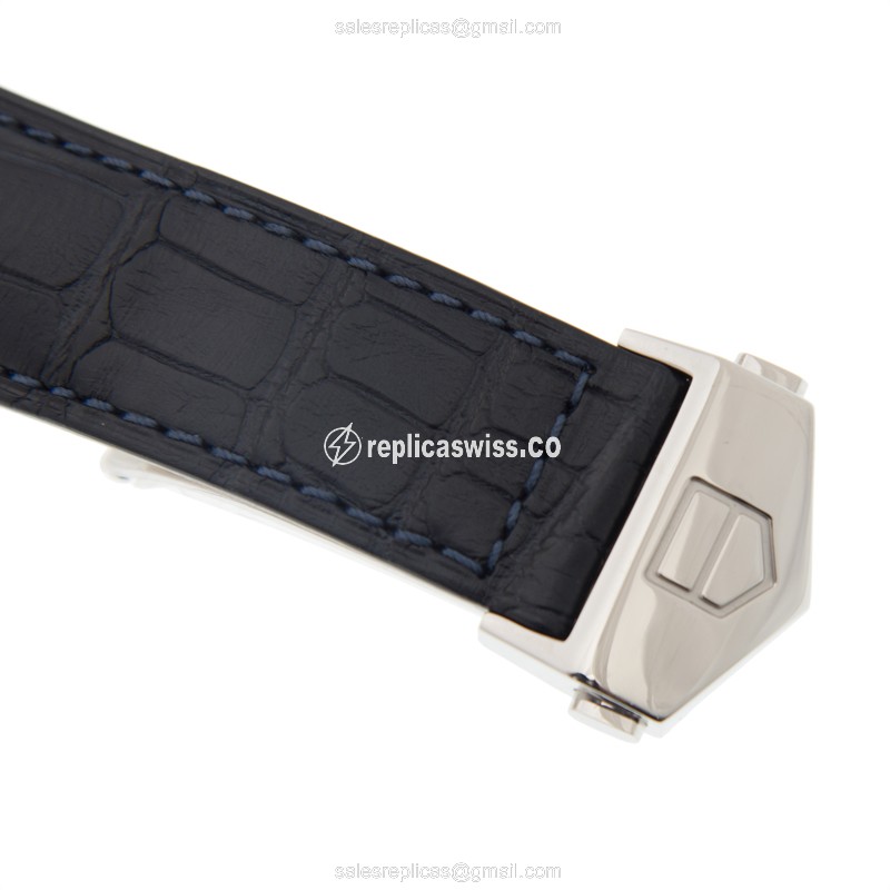 Tag Heuer Monaco Replica - Automatic - Blue Dial - Steel Case - Black Alligator Strap - View 4